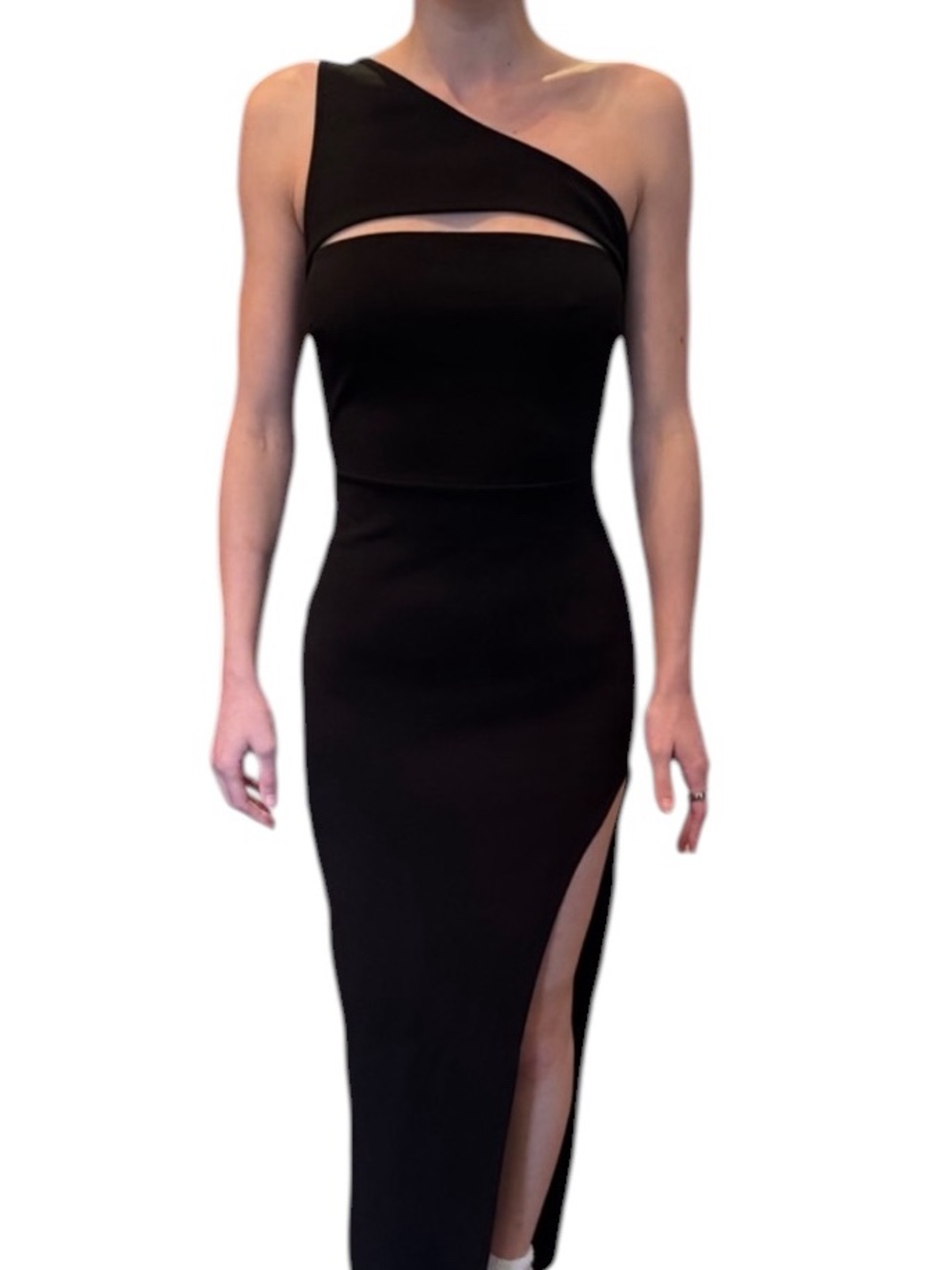 Windsor Mayven One-Shoulder Cutout Slit Formal Dress